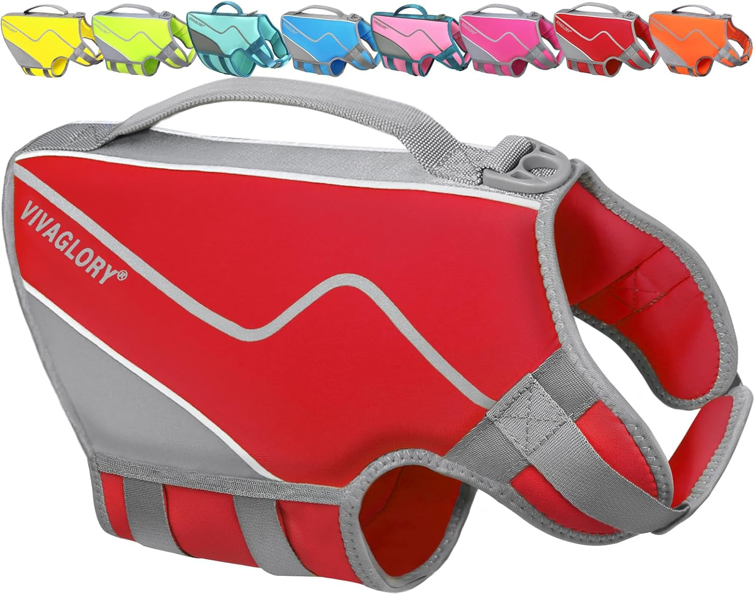 Neoprene Dog Life Vest, Dog Life Jacket for Swimming & Boating, Buoyancy & Comfort for Puppy Doggy, Swimming Vest with Handle, M, Red